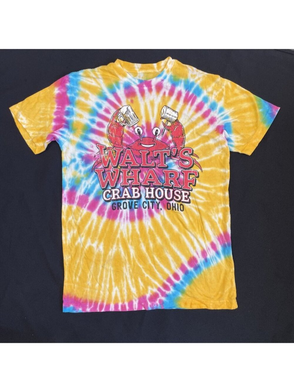 American Highway Walt's Wharf Crab House Tie Dye Graphic Tee Size S